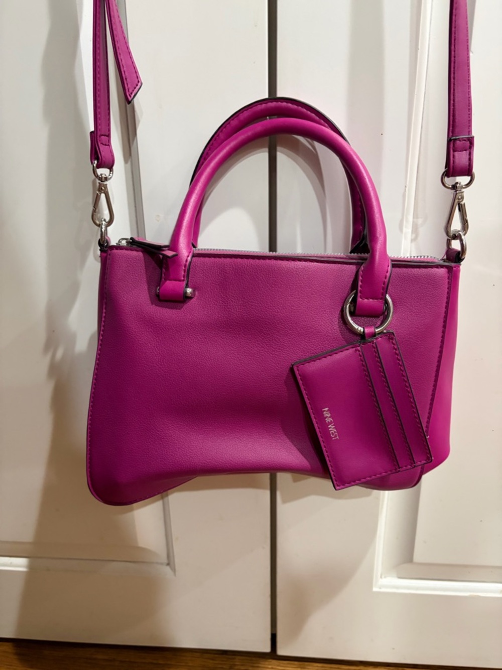 Nine West Bright Pink Tote Crossbody Bag with Card Holder